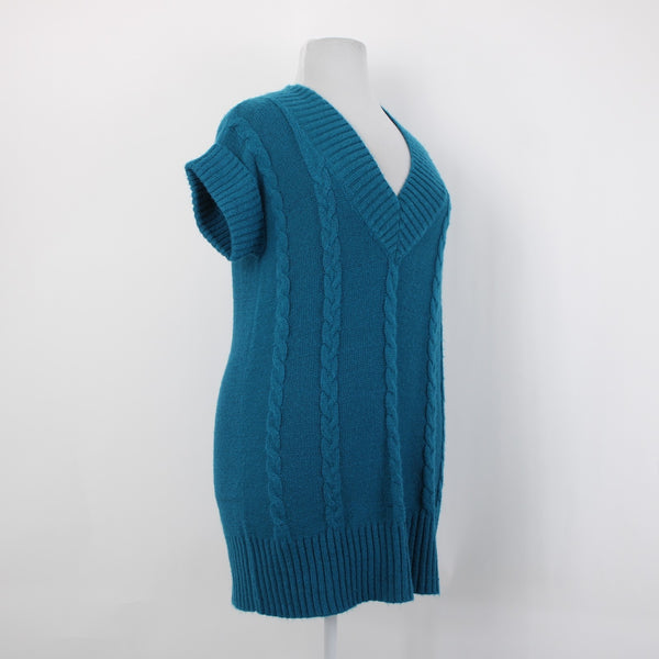 Alfani Sweater NEW $59 Sz XL Teal Blue Knit V Neck Ribbed Acrylic Sweater