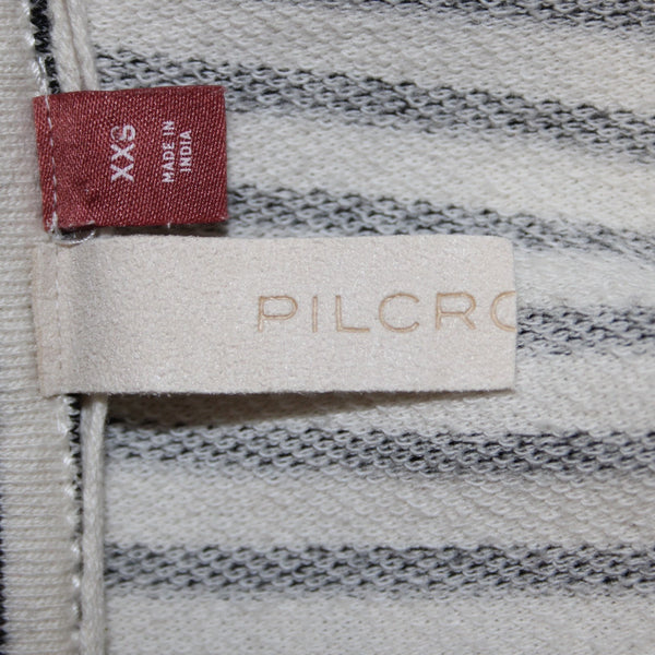 Pilcro Sz XXS Cream Black Striped 100% Cotton Oversize Rivet Sweatshirt Sweater