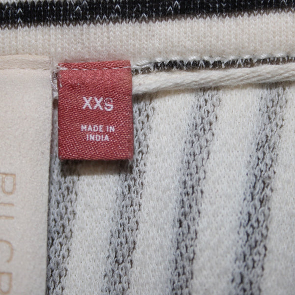 Pilcro Sz XXS Cream Black Striped 100% Cotton Oversize Rivet Sweatshirt Sweater