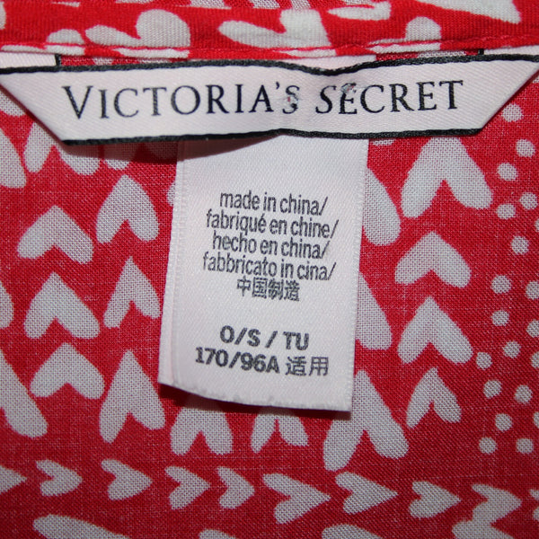 Victorias Secret Sz One Size Red White Hearts 100% Viscose Wrap Cardigan Sweater