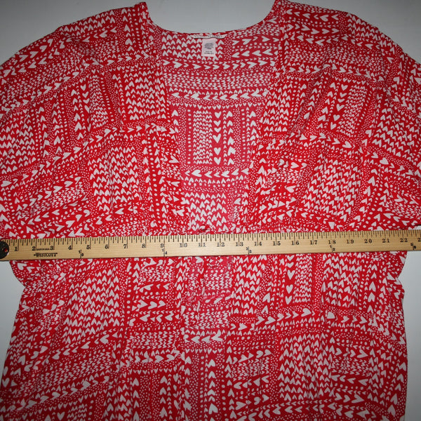 Victorias Secret Sz One Size Red White Hearts 100% Viscose Wrap Cardigan Sweater
