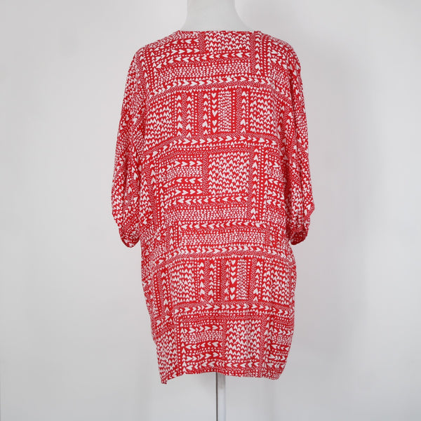 Victorias Secret Sz One Size Red White Hearts 100% Viscose Wrap Cardigan Sweater