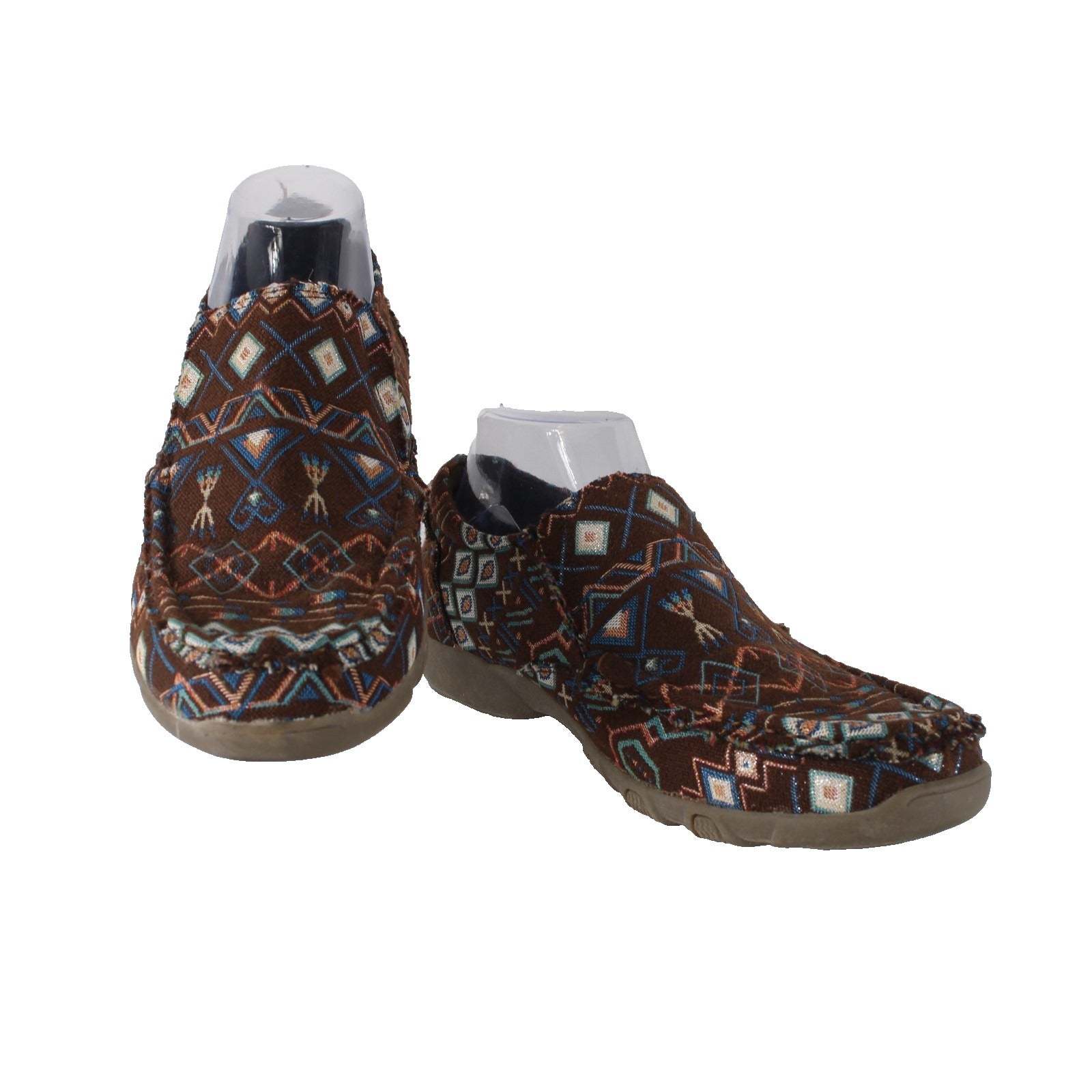 Roper Shoe NEW Sz 10 Brown Multi Color Slip On Ankle Fabric Rubber Shoe