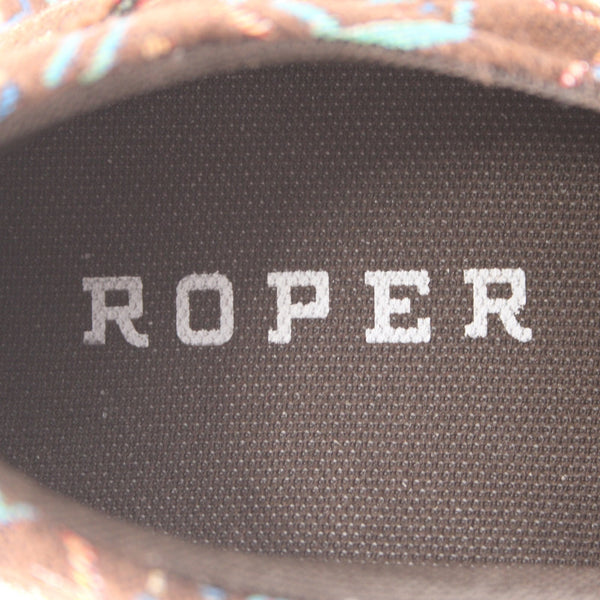 Roper Shoe NEW Sz 10 Brown Multi Color Slip On Ankle Fabric Rubber Shoe