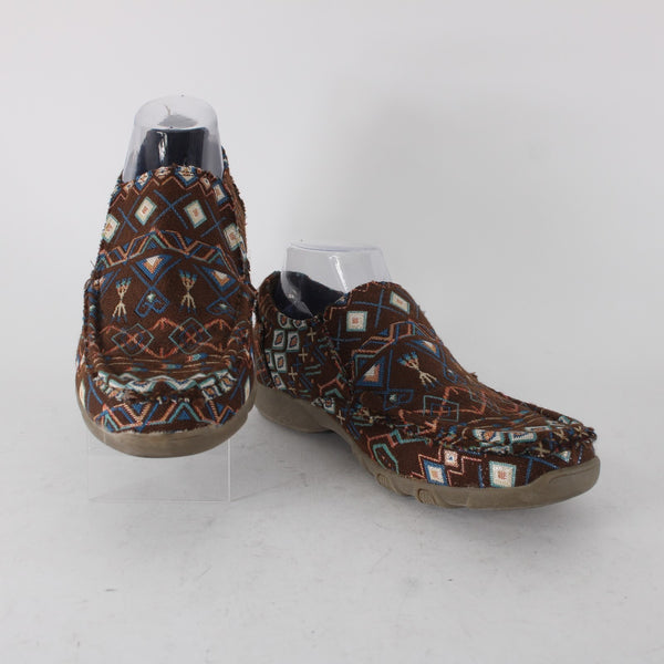Roper Shoe NEW Sz 10 Brown Multi Color Slip On Ankle Fabric Rubber Shoe