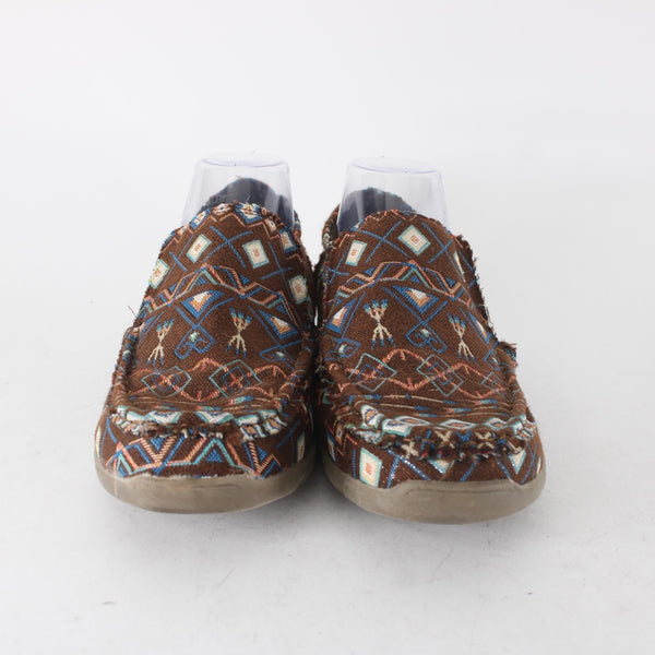 Roper Shoe NEW Sz 10 Brown Multi Color Slip On Ankle Fabric Rubber Shoe