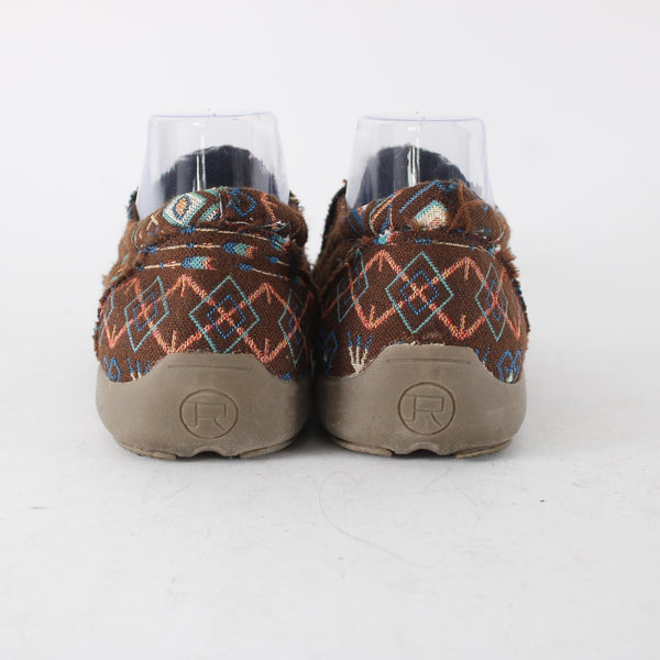 Roper Shoe NEW Sz 10 Brown Multi Color Slip On Ankle Fabric Rubber Shoe