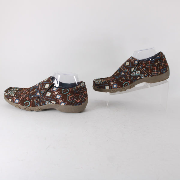 Roper Shoe NEW Sz 10 Brown Multi Color Slip On Ankle Fabric Rubber Shoe