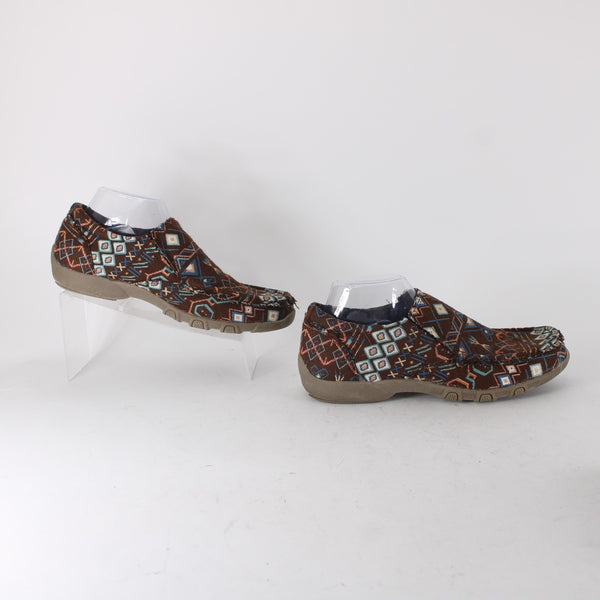 Roper Shoe NEW Sz 10 Brown Multi Color Slip On Ankle Fabric Rubber Shoe