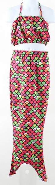 Hot Pet NEW Sz 10 Pink Black Lime Multi 3 Pc Girls Swim Mermaid Swim Set