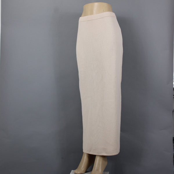 St John Evening Sz 6 Cream Beige Ivory Full Length Santana Knit Wool Blend Skirt