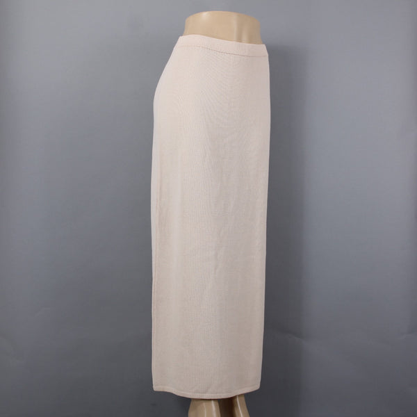 St John Evening Sz 6 Cream Beige Ivory Full Length Santana Knit Wool Blend Skirt