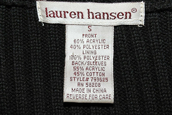 Lauren Hansen Sz S Black Zip Faux Fur Ribbed Knit Acrylic Poly Blend Jacket