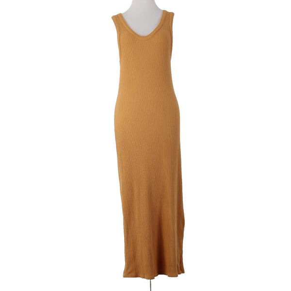 Stateside Dress Sz M Orange Ribbed Long Round Neck Cotton Spandex Dress