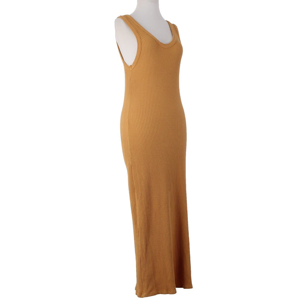 Stateside Dress Sz M Orange Ribbed Long Round Neck Cotton Spandex Dress