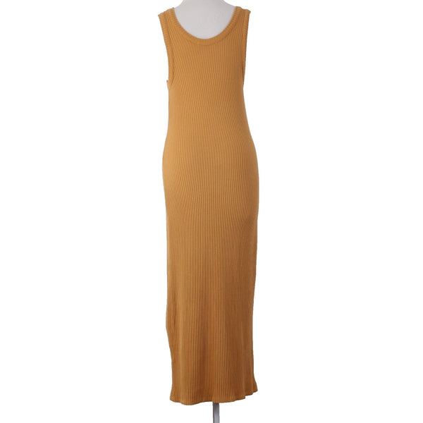 Stateside Dress Sz M Orange Ribbed Long Round Neck Cotton Spandex Dress
