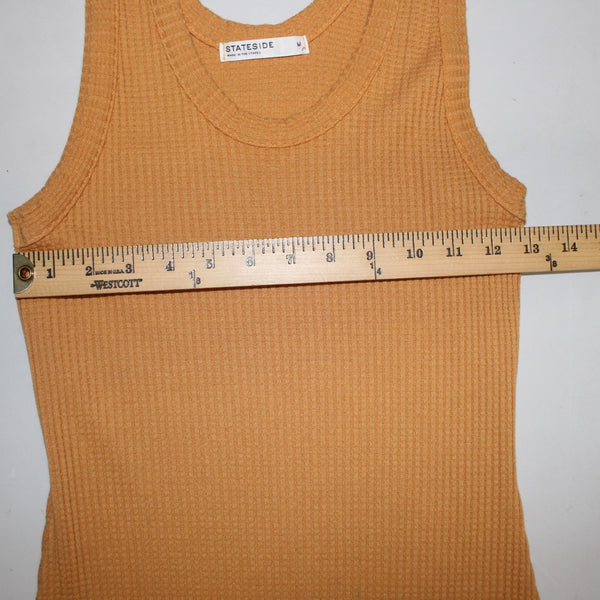 Stateside Dress Sz M Orange Ribbed Long Round Neck Cotton Spandex Dress