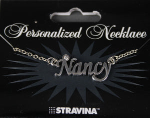 NANCY NEW Name Silvertone Rhinestone 14.5" w 4.5" Multi Ring Extender Necklace