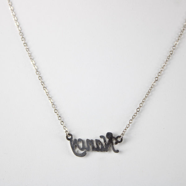 NANCY NEW Name Silvertone Rhinestone 14.5" w 4.5" Multi Ring Extender Necklace