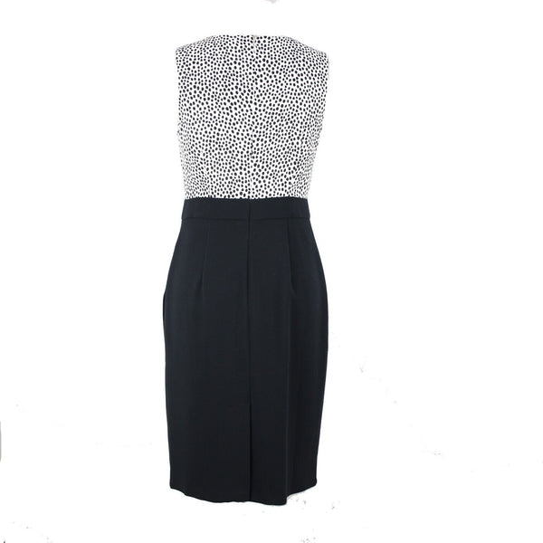 Talbots NEW Petites Sz 2P White Black Polka Dot Sleeveless Lined Poly Dress