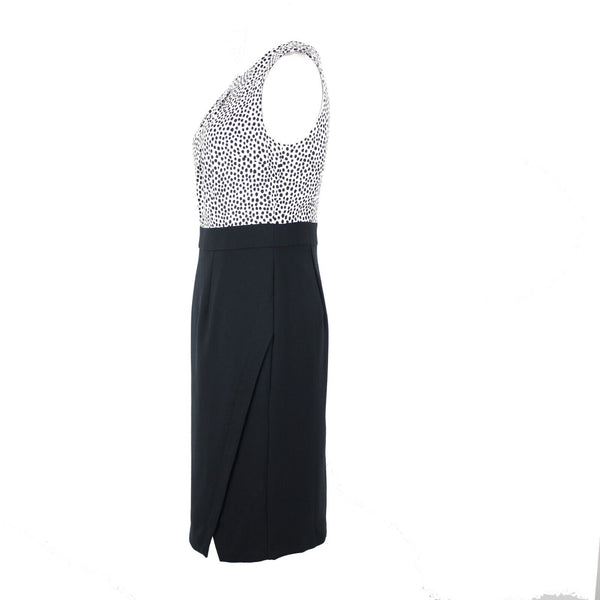 Talbots NEW Petites Sz 2P White Black Polka Dot Sleeveless Lined Poly Dress