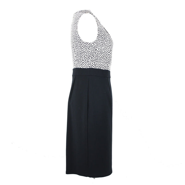 Talbots NEW Petites Sz 2P White Black Polka Dot Sleeveless Lined Poly Dress