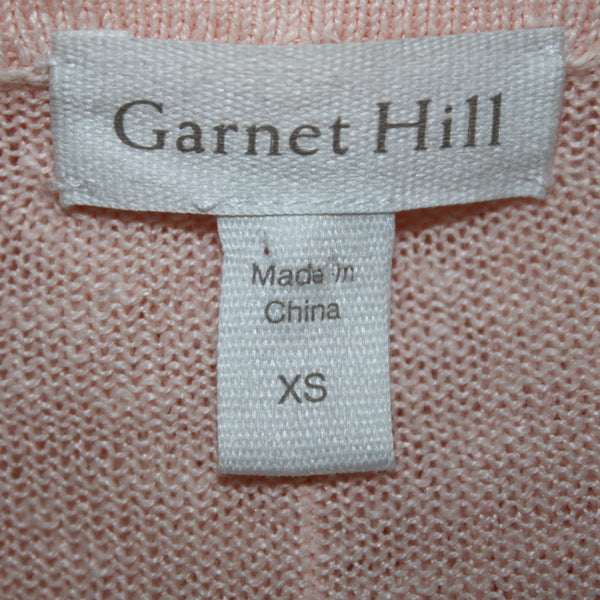 Garnet Hill Cardigan Sweater Sz XS Pink Peach Loose Neck Line Boho 100% Linen
