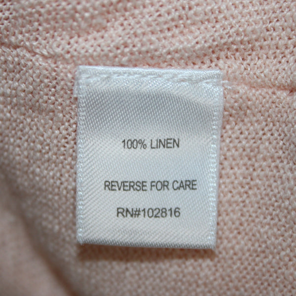 Garnet Hill Cardigan Sweater Sz XS Pink Peach Loose Neck Line Boho 100% Linen