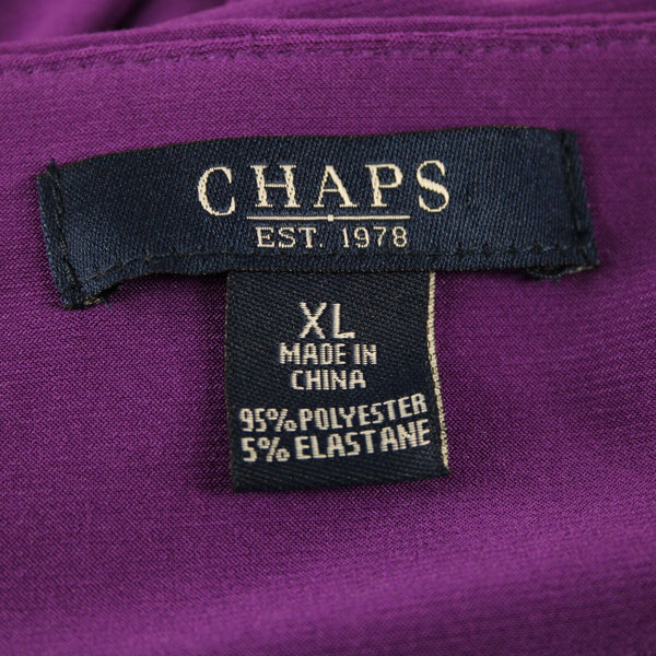 Chaps NEW $85 Sz XL Brt Orchid Purple V Neck Aysmm Polyester Elastane Dress