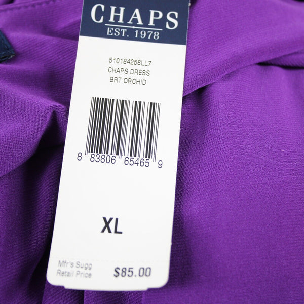 Chaps NEW $85 Sz XL Brt Orchid Purple V Neck Aysmm Polyester Elastane Dress