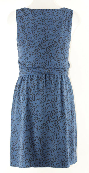 Theory Sz 6 Navy Black Draped Bodice Polyester Lined 100% Silk Dress