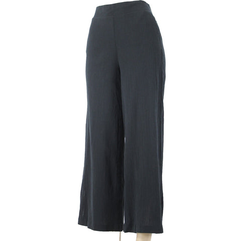 NYDJ NEW Sz 4 x 27 Black Gauze Wide Leg Pull On Ankle 100% Cotton Pant