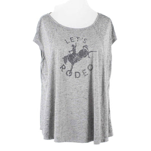 White Crow Sz S Gray Charcoal Let's Rodeo Cotton Blend Top