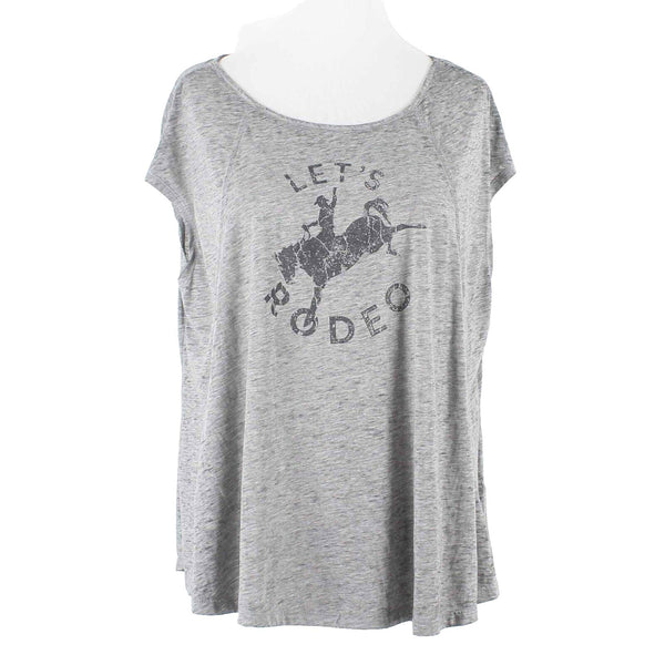 White Crow Sz S Gray Charcoal Let's Rodeo Cotton Blend Top