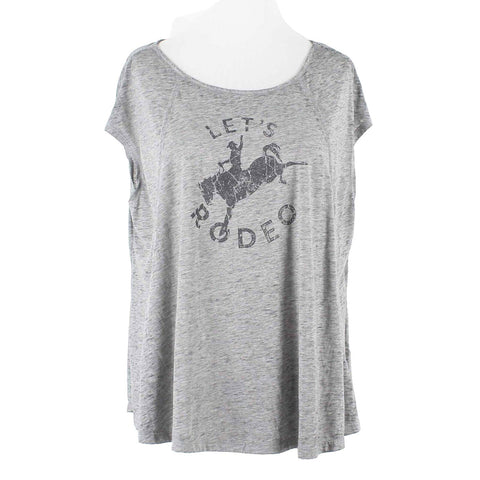 White Crow Sz S Gray Charcoal Let's Rodeo Cotton Blend Top