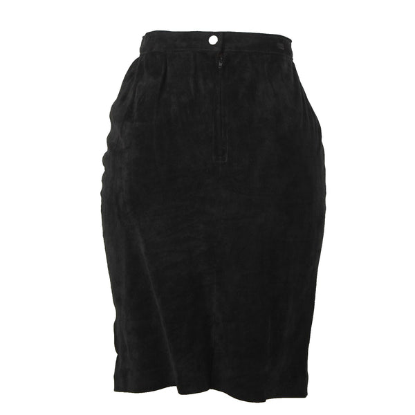 Patricia Wolf NEW Sz 6 Black Lined Knee Length Pig Suede Pencil Skirt