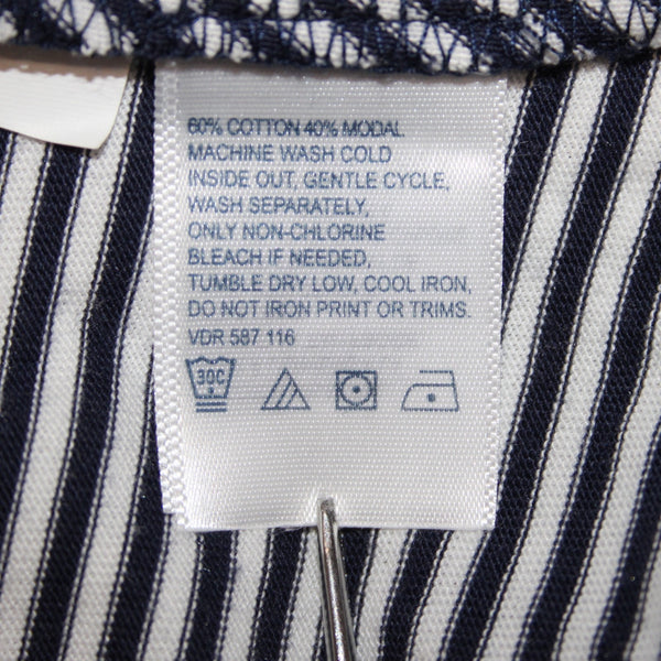 Nautica Dress Sz XL Navy Blue White Striped With Belt V Neck Maxi Cotton Dress