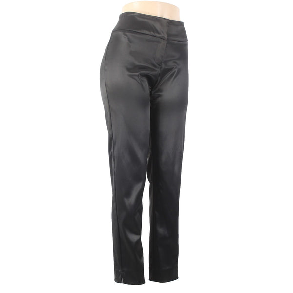 Msk Pant Sz 8 x 30 Black Satin Ankle Straight Leg Acetate Nylon Pant