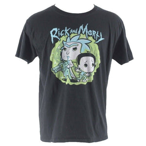 Pop Tees XL Black Multi Rick And Morty 100% Cotton Short Sleeve Tee T Shirt