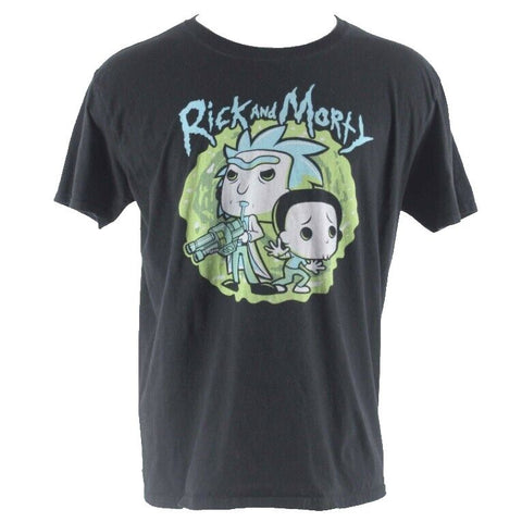 Pop Tees XL Black Multi Rick And Morty 100% Cotton Short Sleeve Tee T Shirt