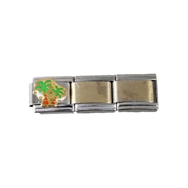 D'linQ "Palm Tree" Stainless Steel Elastic Stretch Chain Link Italian Charm
