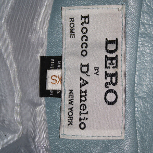 Dero By Rocco D'Amelio Sz XS 4 Sky Blue Pearlescent Lined Leather Pant Suit