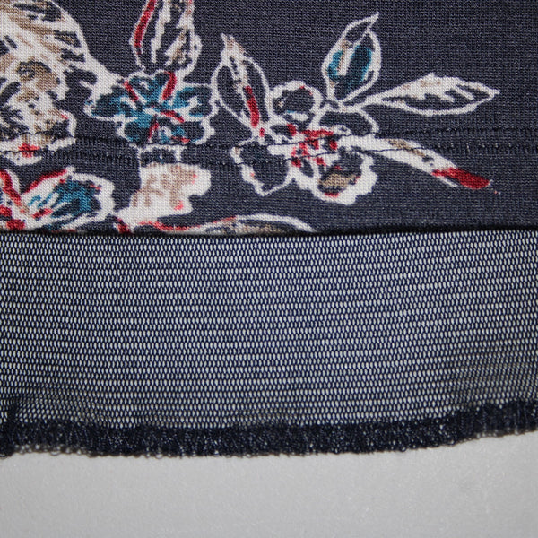 Garnet Hill NEW Sz M Navy Blue Multi Color Floral Pockets Tencel Spandex Dress