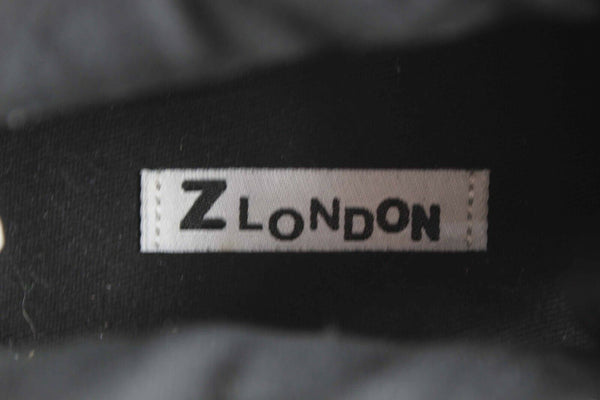 Z London Sz 9.5 Black Lace Up Lace Accent Synthetic Leather Ankle Boot