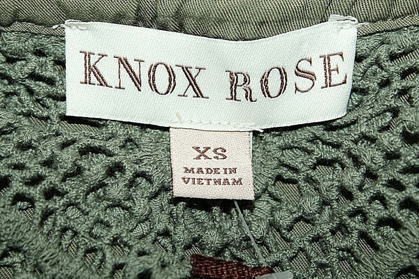 Knox Rose NEW $23 Sz XS Olive Lace Back Round Hem Lyocell Cotton Top