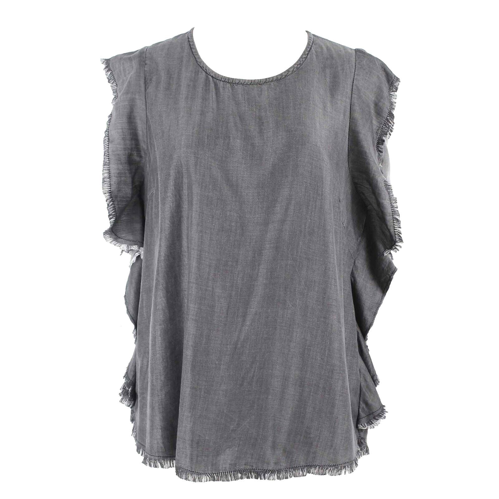 Elan Sz S Charcoal Raw Edge Detail Butterfly 100% Tencel Top