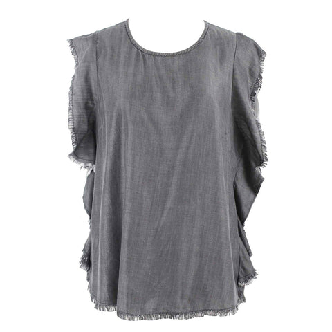 Elan Sz S Charcoal Raw Edge Detail Butterfly 100% Tencel Top