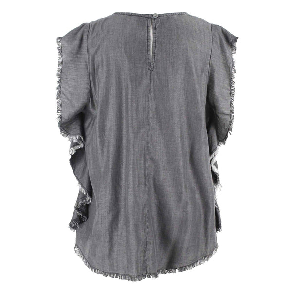 Elan Sz S Charcoal Raw Edge Detail Butterfly 100% Tencel Top