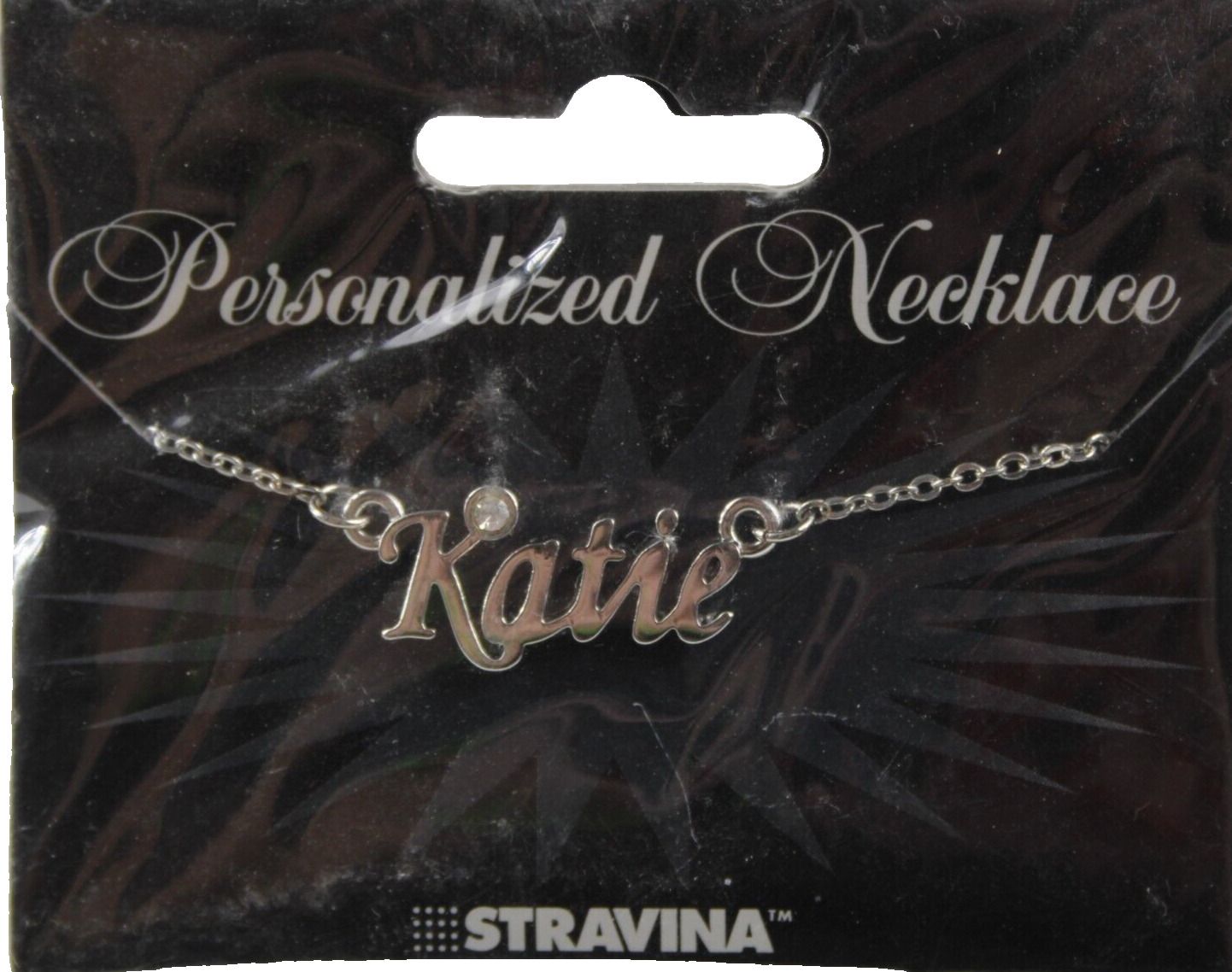 KATIE NEW Name Silvertone Rhinestone 14.5" w 4.5" Multi Ring Ext Necklace