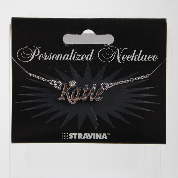 KATIE NEW Name Silvertone Rhinestone 14.5" w 4.5" Multi Ring Ext Necklace
